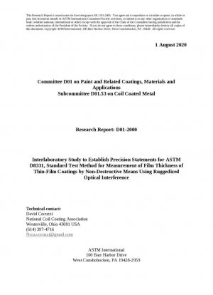 D8331/D8331M-Стандартный метод испытаний для измерения толщины пленки тонкопленочных покрытий неразрушающими методами с использованием прочных оптических помех