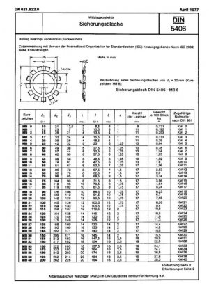 Подшипники качения - Шайбы стопорные; Пластина безопасности, фиксатор