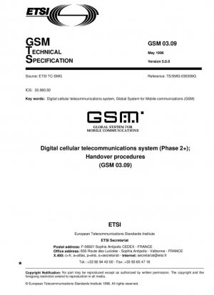 Цифровая сотовая телекоммуникационная система (фаза 2+) (GSM); Процедуры передачи (GSM 03.09)