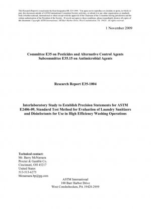 E2406-Метод испытаний дезинфицирующих и дезинфицирующих средств для стирки для использования в высокоэффективных операциях стирки