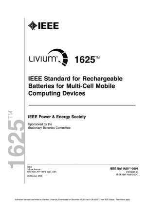 Стандарт IEEE на аккумуляторы для многоячеечных мобильных вычислительных устройств