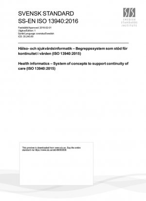 Информатика в здравоохранении - Система концепций для поддержки непрерывности оказания медицинской помощи (ISO 13940:2015)