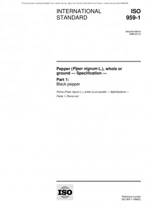 Перец (Piper nigrum L.), целый или молотый - Спецификация - Часть 1: Черный перец