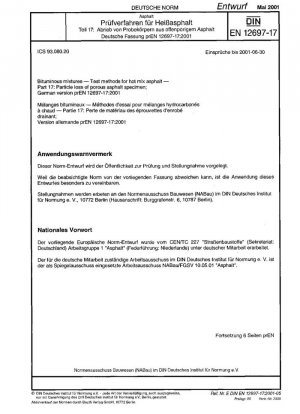 Битумные смеси. Методы испытаний. Часть 17. Потеря частиц в образцах пористого асфальта.