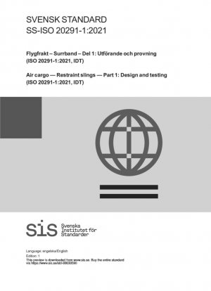 Air cargo — Restraint slings — Part 1: Design and testing (ISO 20291-1:2021, IDT)