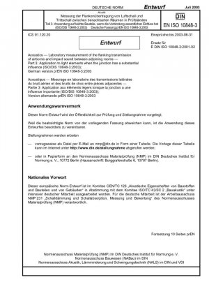 Лабораторные и полевые измерения фланговой передачи звука от бортового, ударного и строительного оборудования между акустически смежными помещениями. Часть 3. Применение элементов типа Б, когда соединения оказывают значительное влияние (черновик)