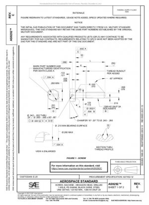 ВИНТ, СТАНОЧНЫЙ - ШЕСТИГРАННАЯ ГОЛОВКА, С ПРОВЕРЛЕННЫМ 1 ОТВЕРСТИЕМ, ХВОСТОВИК PD, ЧЕРНЫЙ ОКИСЛ, СТАЛЬ UNS G87400, 125 KSI MIN, .1380-40 UNJF-3A