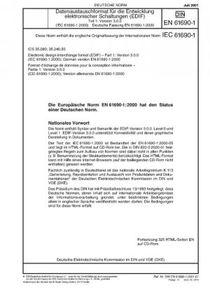 Формат обмена электронными проектами (EDIF) – Часть 1: Версия 3.0.0 (IEC 61690-1:2000); Немецкая версия EN 61690-1:2000