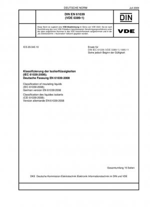 Классификация изоляции флюгеров (IEC 61039:2008); Немецкий Фассунг EN 61039:2008