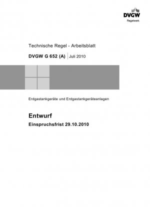 Технический регламент - Рабочий проект DVGW G 652 (A)