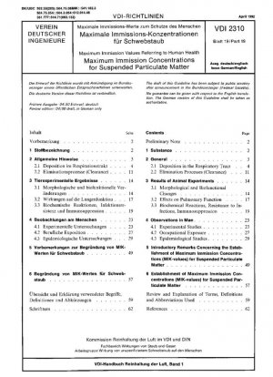Maximale Immissions-Werte zum Schutze des Menschen - Максимальные Immissions-Konzentrationen fuer Schwebstaub