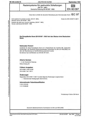 Сеточные системы для печатных плат (IEC 60097:1991); Немецкая версия EN 60097:1993.
