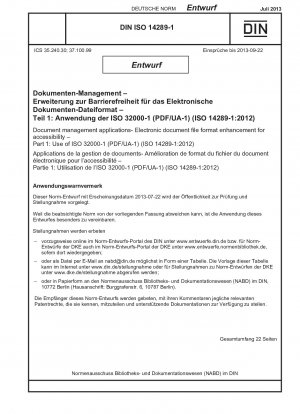 Приложения для управления документами. Улучшение формата файла электронного документа для обеспечения доступности. Часть 1. Использование ISO 32000-1 (PDF/UA-1)